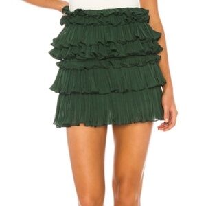 Lovers + Friends Kya Tiered Ruffle Skirt in Emerald Green
